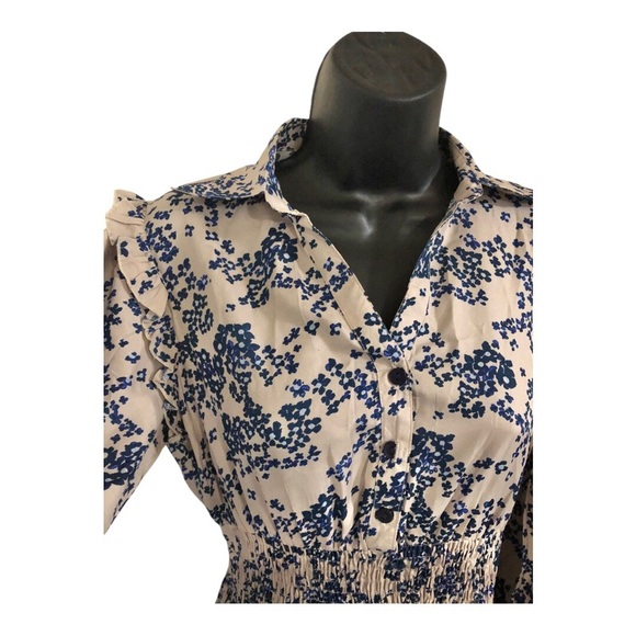 Anthropologie Boemo blue floral ruffled shoulder button front maxi dress size S - Picture 7 of 17